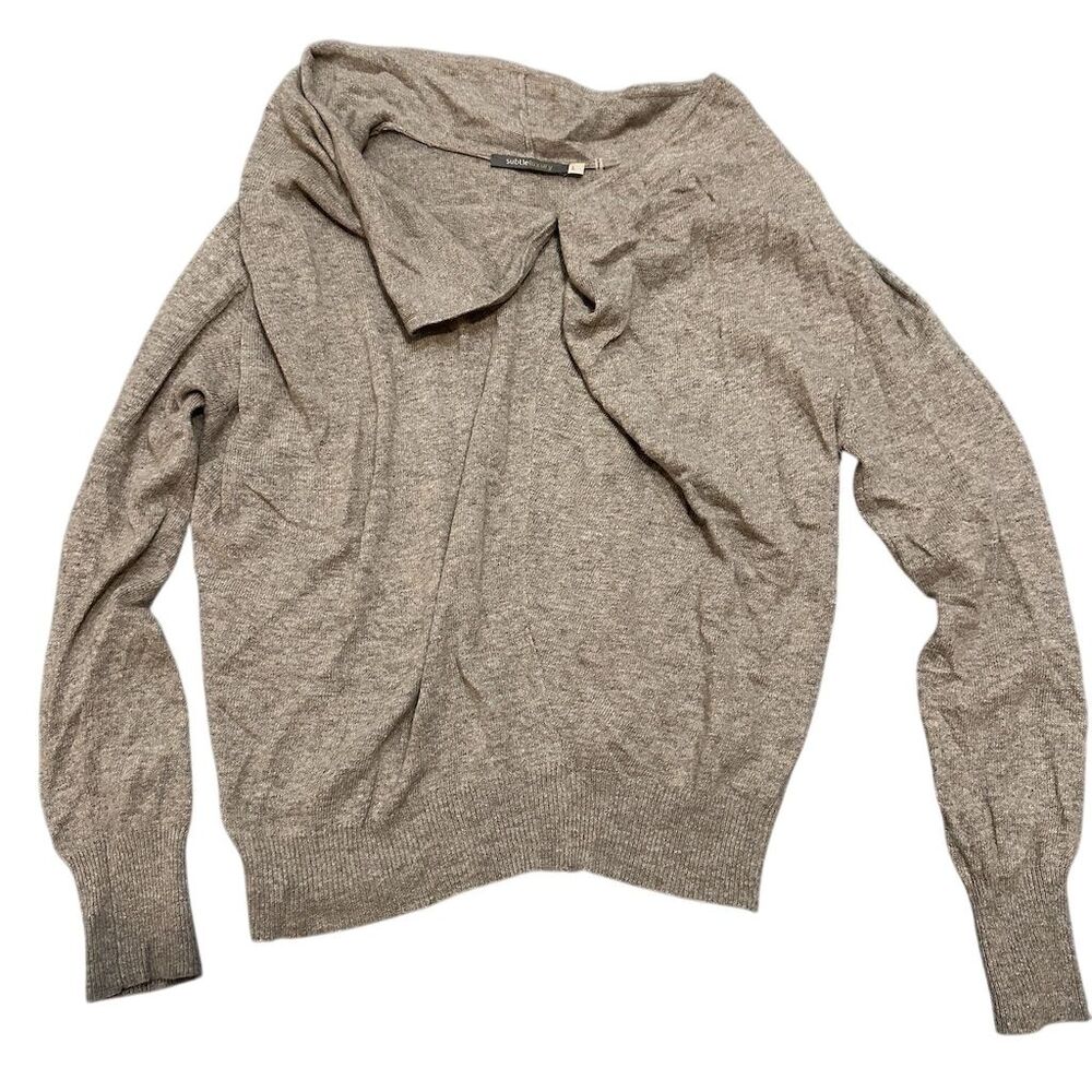 Women's Beige Wrap Knit Sweater Size L Long Sleeve Casual Fall‎